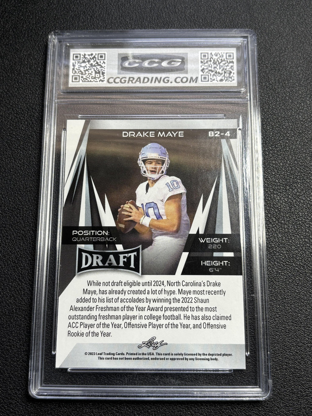 Drake Maye 2023 Leaf Draft V2 Gold Rookie CCG 10
