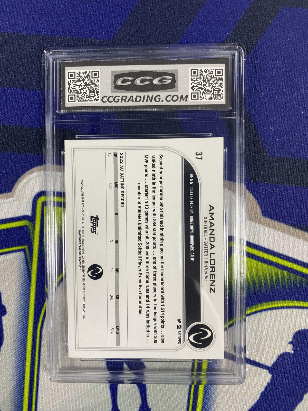Amanda Lorenz 2022 Topps Athletes Unlimited 37 CCG 10 RC