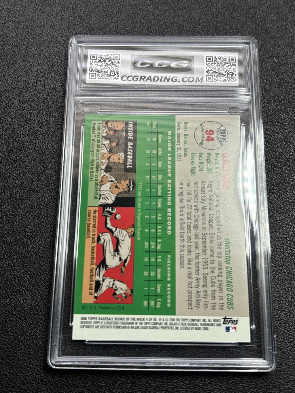 Ernie Banks 2006 Topps 1954 Rookie of the Week CCG 10