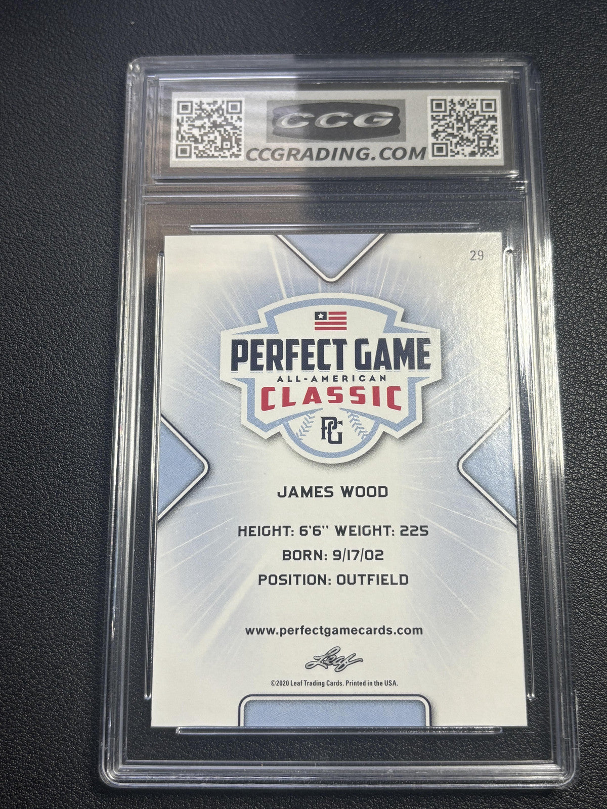 James Wood 2020 All American Classic Leaf Perfect Game CCG 10