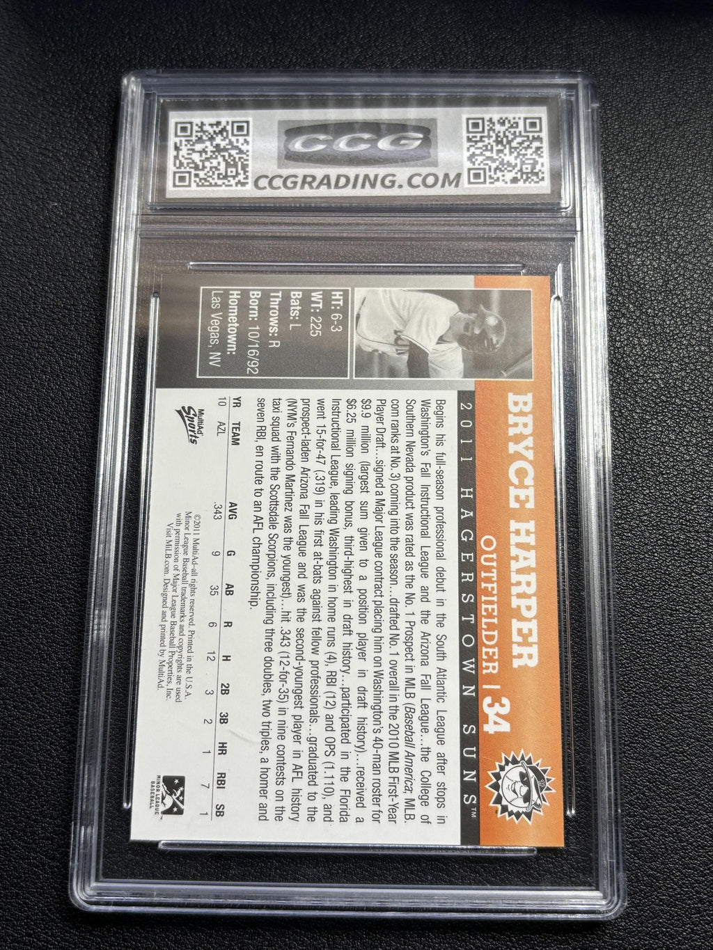 Bryce Harper 2011 Hagerstown Suns Multiad Sports CCG 10