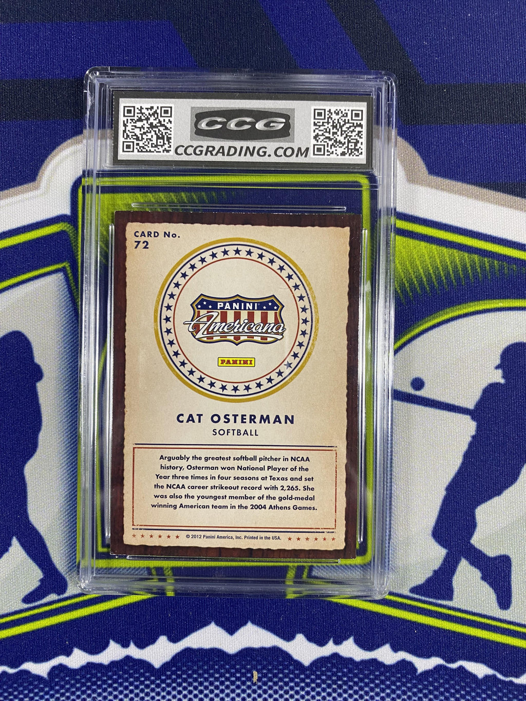 Cat Osterman 2012 Panini America 72 Heroes & Legends CCG 10 RC