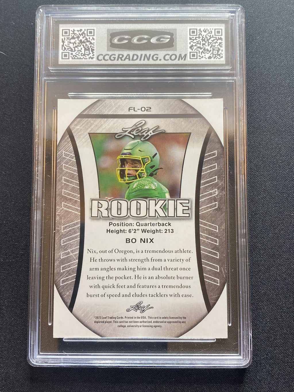 Bo Nix 2023 Leaf Rookie FL2 Exclusive Edition CCG 10 RC