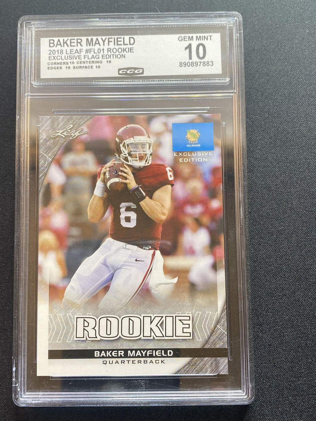 Baker Mayfield 2018 Leaf Rookie FL01 Exclusive Flag Edition CCG 10 RC