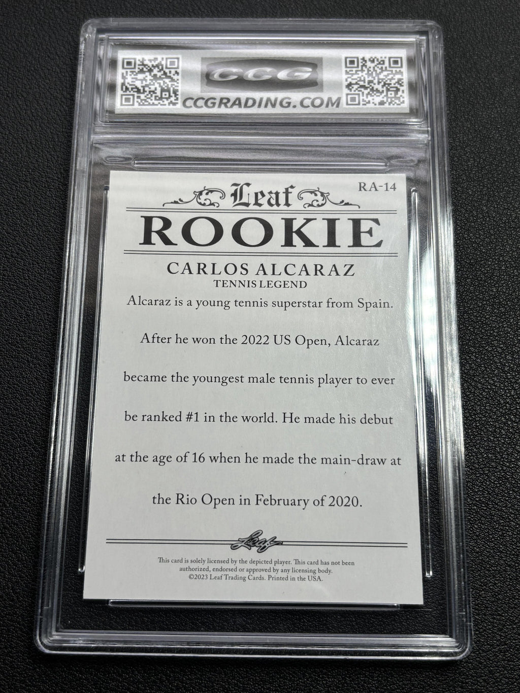 Carlos Alcaraz 2023 Leaf Rookie Achievement CCG 10