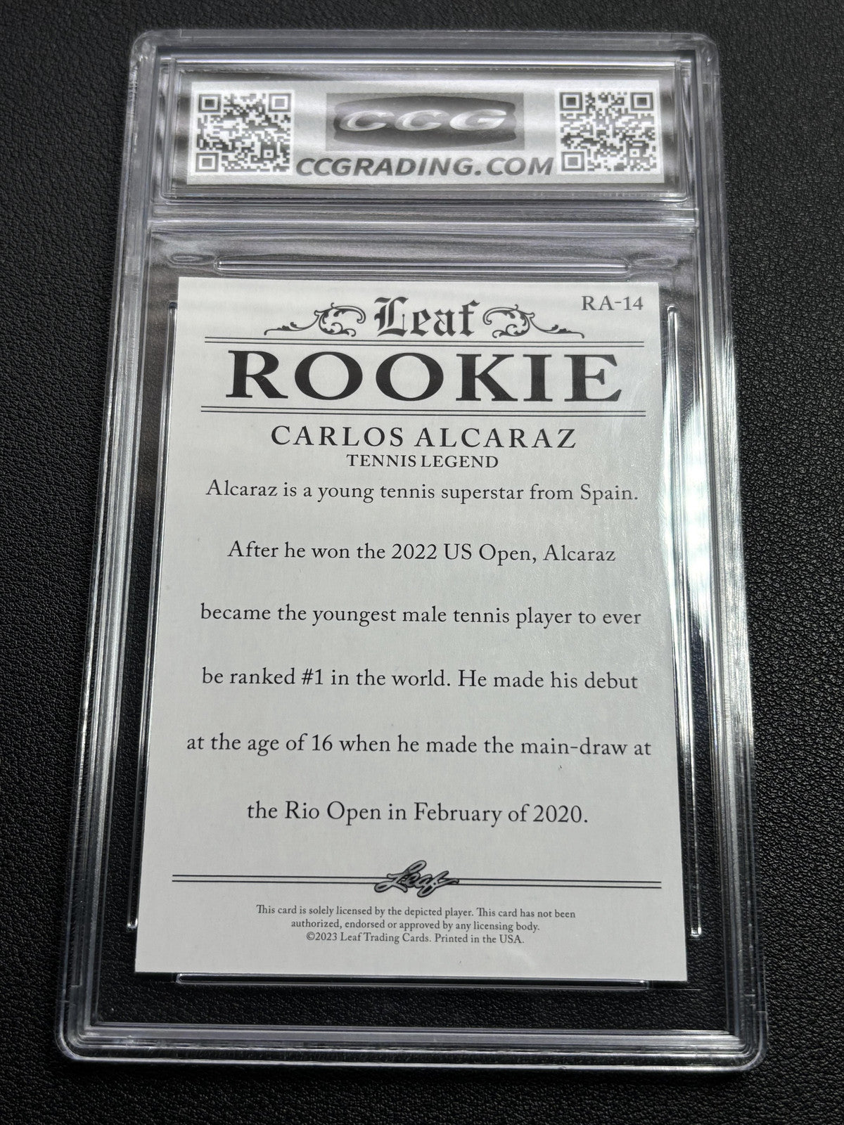Carlos Alcaraz 2023 Leaf Rookie Achievement CCG 10