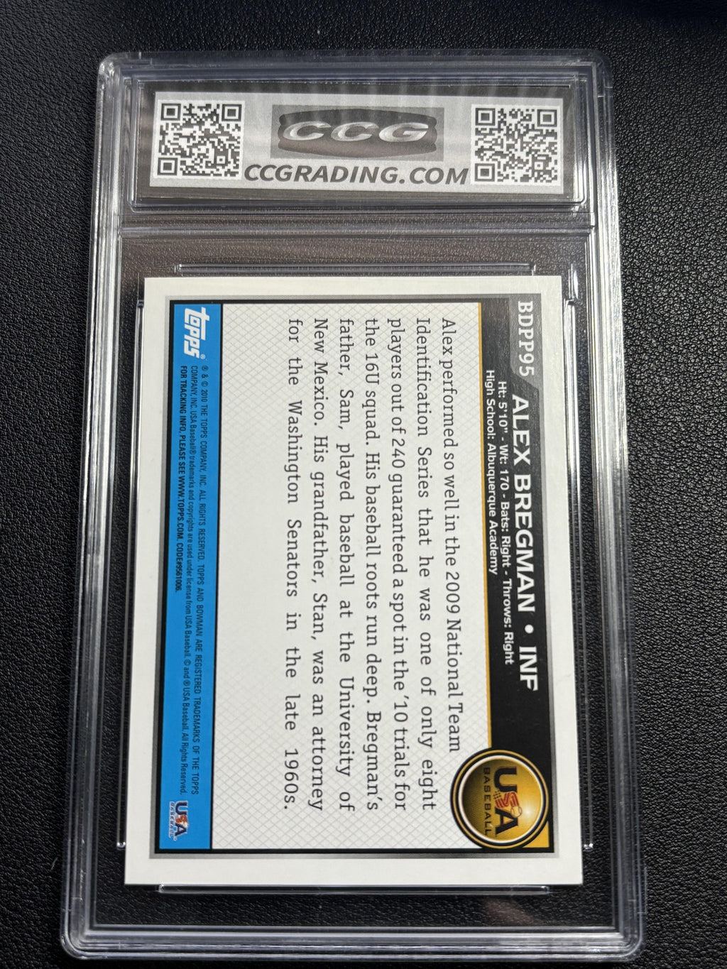 Alex Bregman 2010 Bowman Draft Picks CCG 10