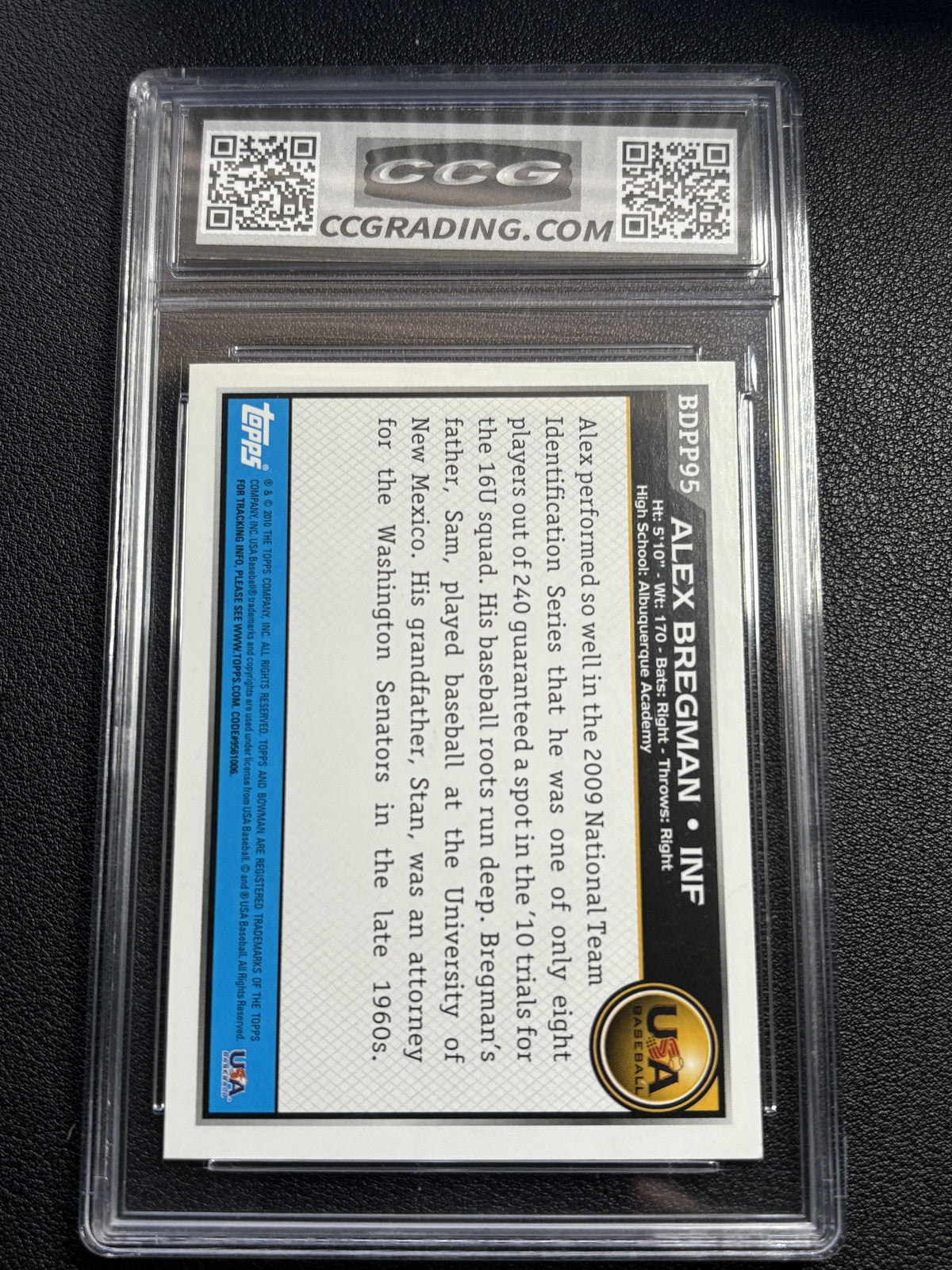 Alex Bregman 2010 Bowman Draft Picks CCG 10