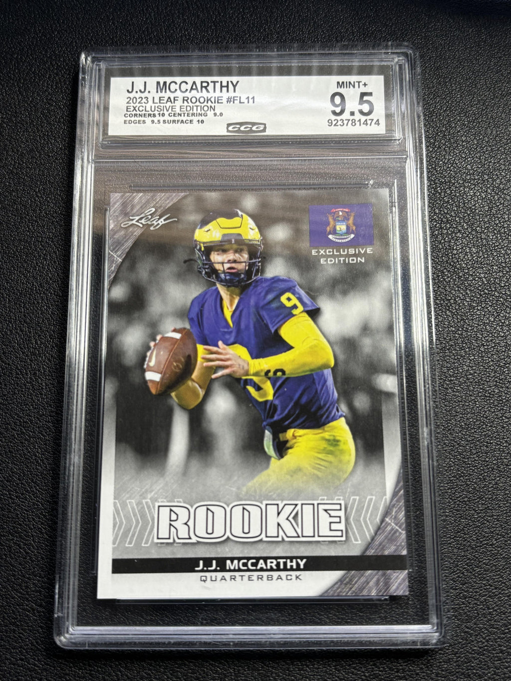 J.J. McCarthy 2023 Leaf Rookie Exclusive Edition CCG 9.5
