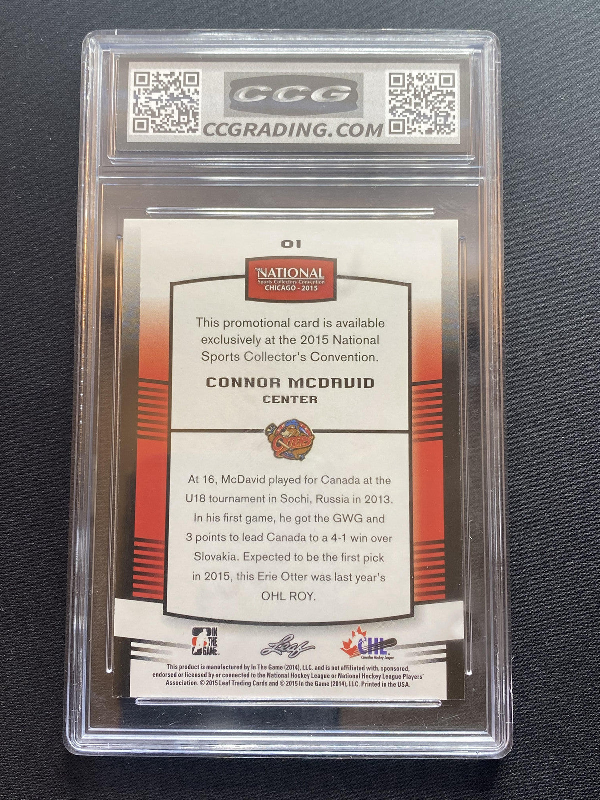 Connor McDavid 2015 Leaf National Convention 1 Rookie CCG 10 RC