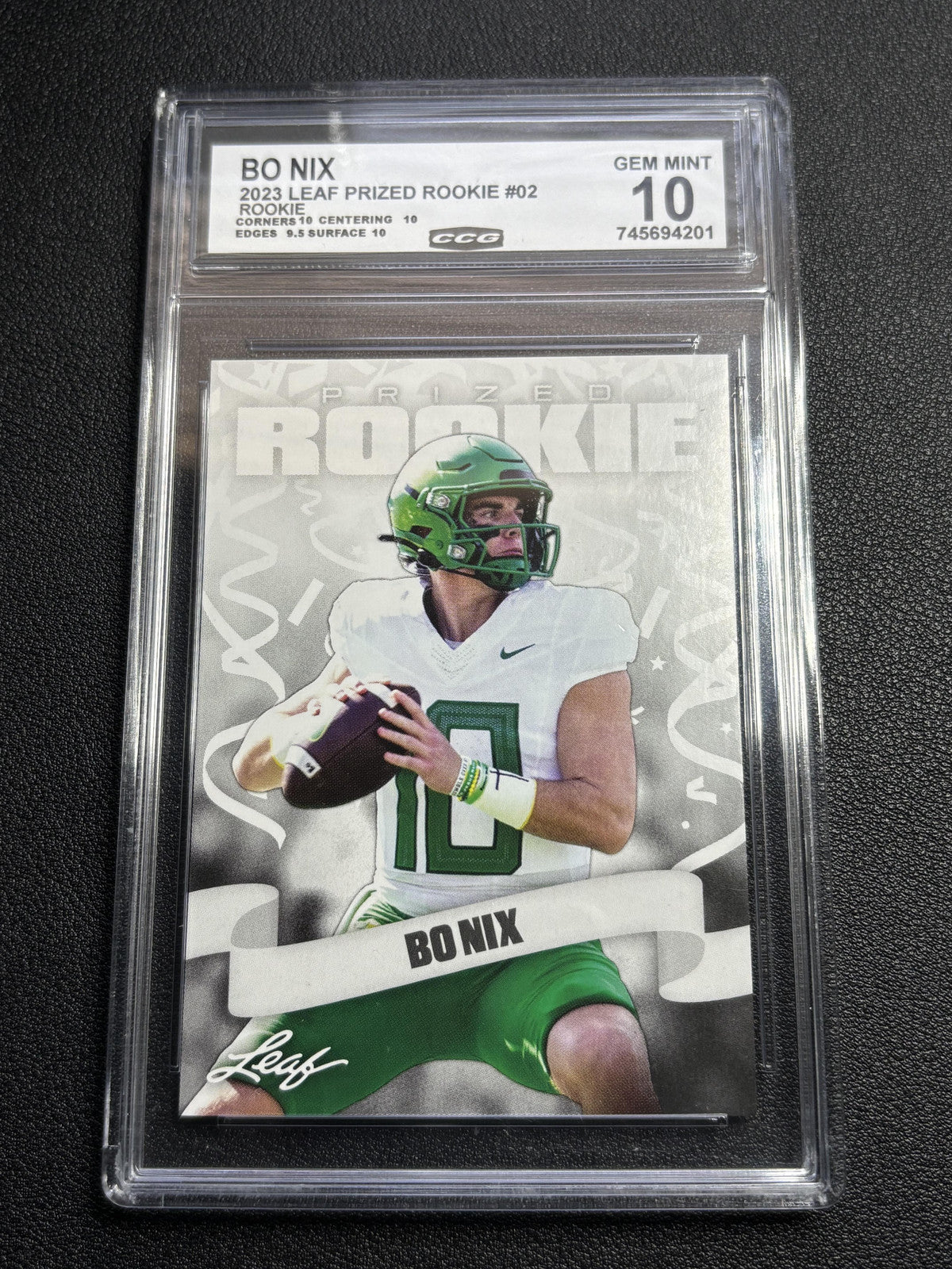 Bo Nix 2023 Leaf Prized Rookie CCG 10