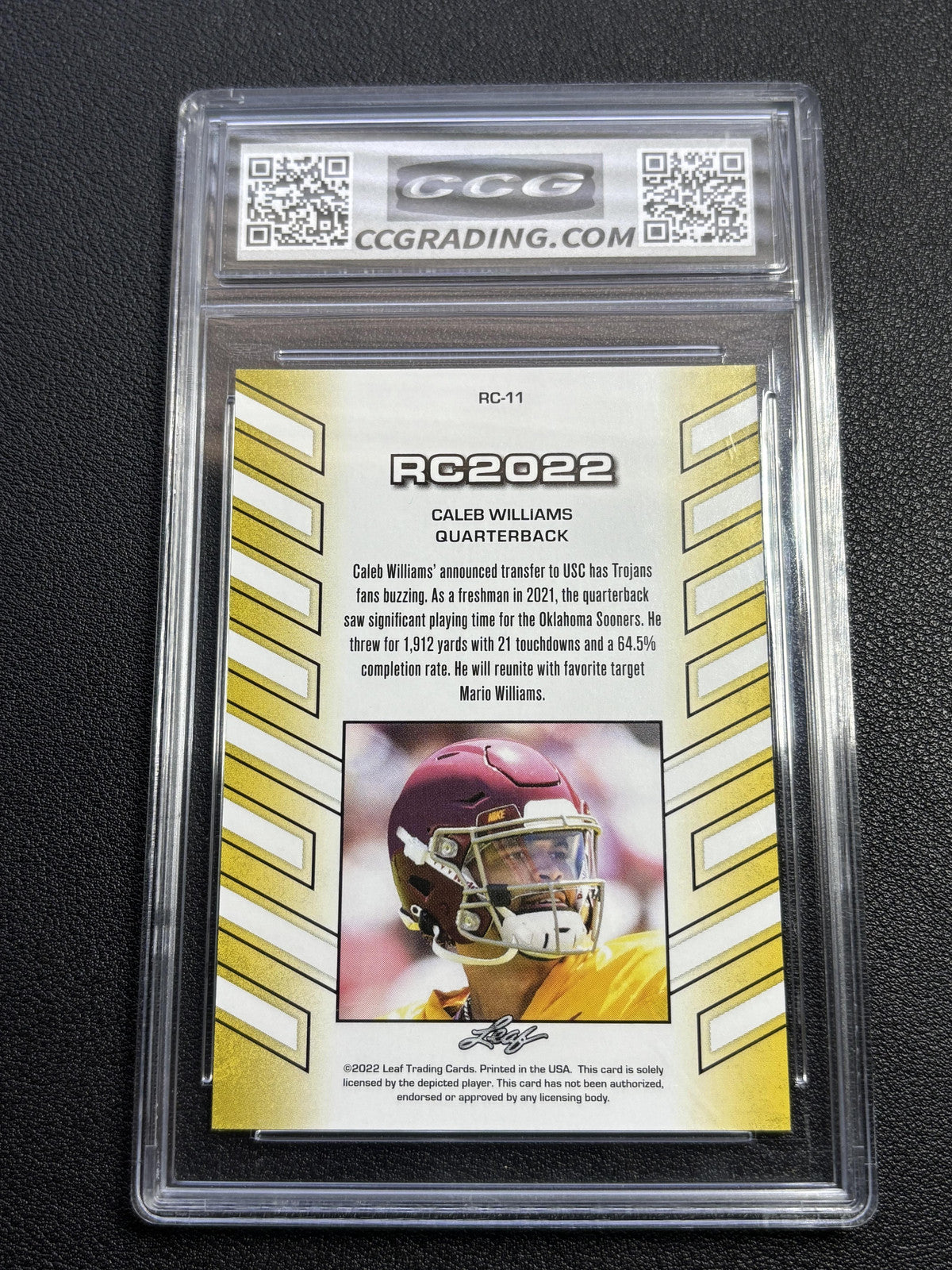 Caleb Williams 2022 Leaf Rookie CCG 9.5