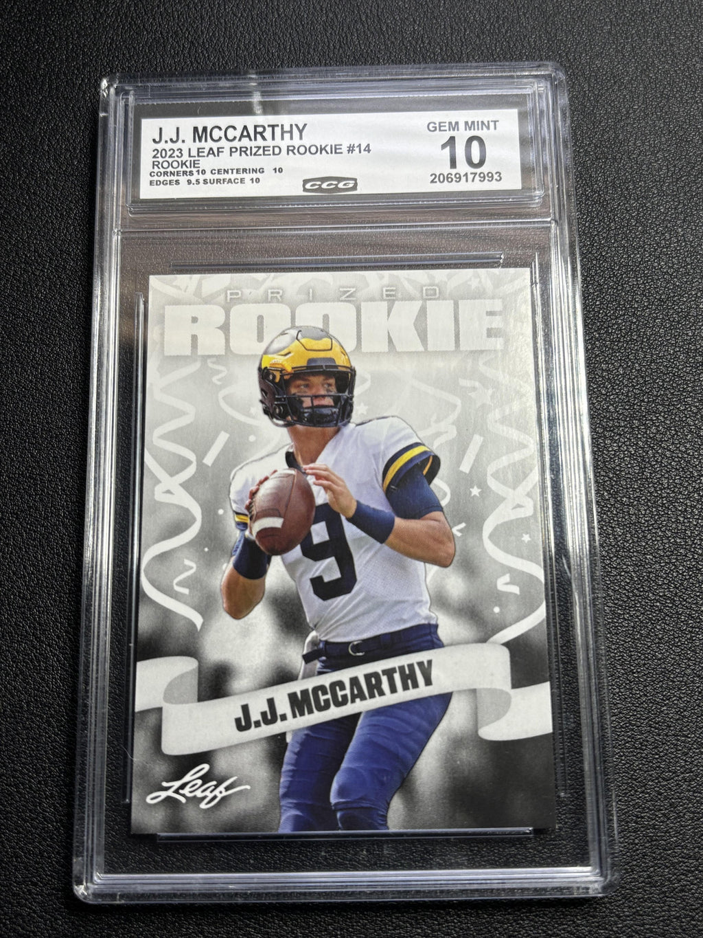 J.J. McCarthy 2023 Leaf Prized Rookie CCG 10