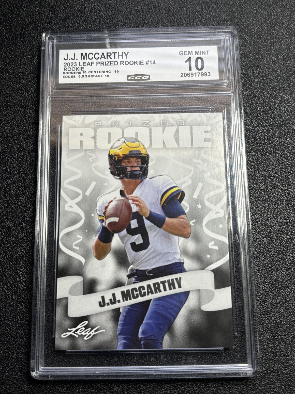 J.J. McCarthy 2023 Leaf Prized Rookie CCG 10