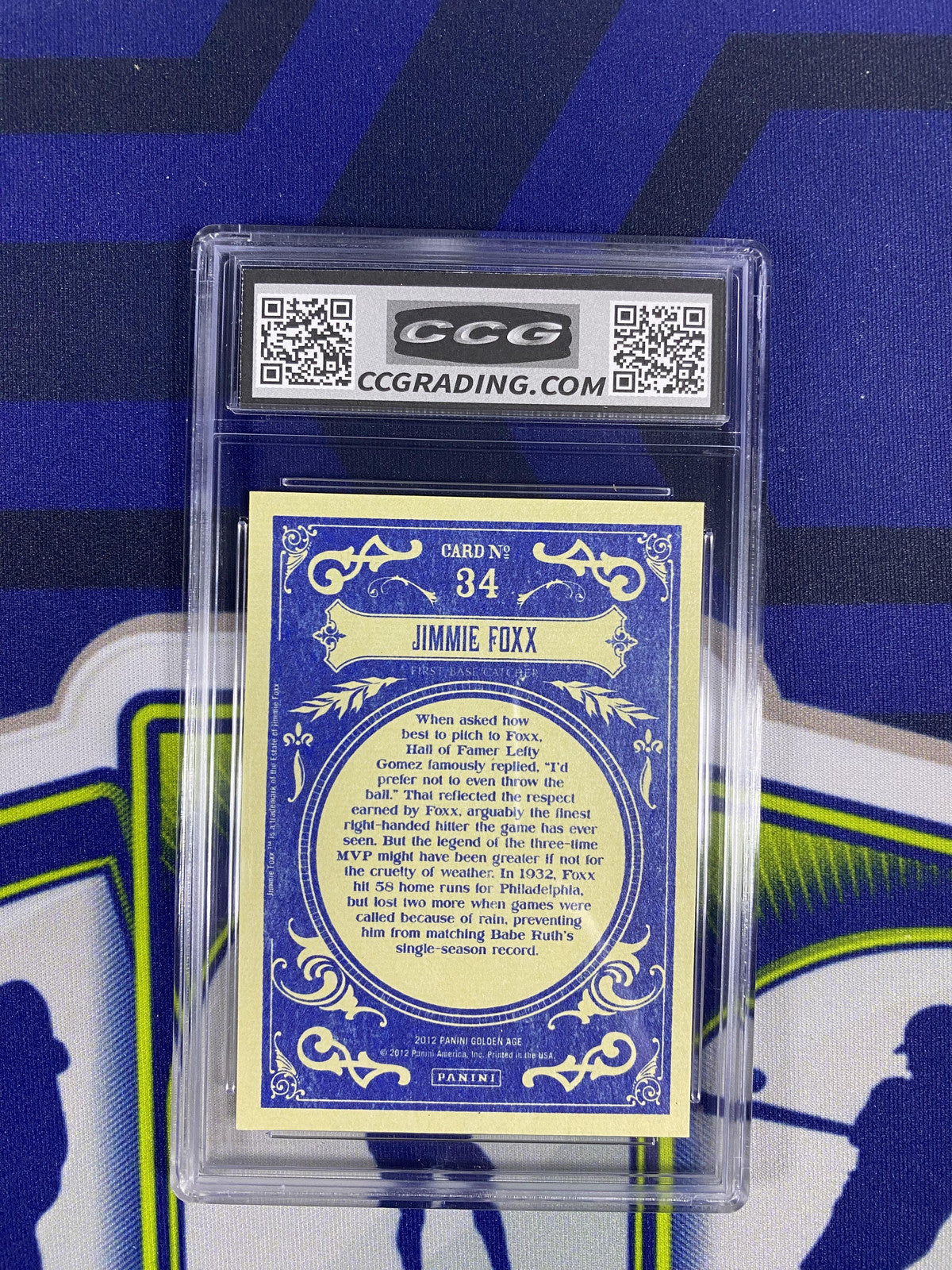 Jimmie Foxx 2012 Panini Golden Age 34 CCG 10 RC