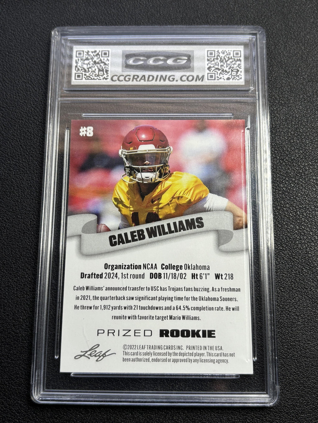 Caleb Williams 2022 Leaf Prized Rookie CCG 10