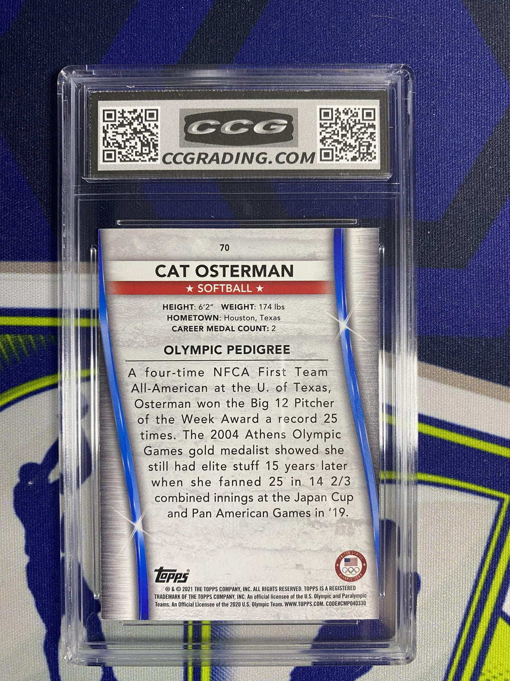 Cat Osterman 2021 Topps Olympic Pedigree 70 Softball CCG 10 RC