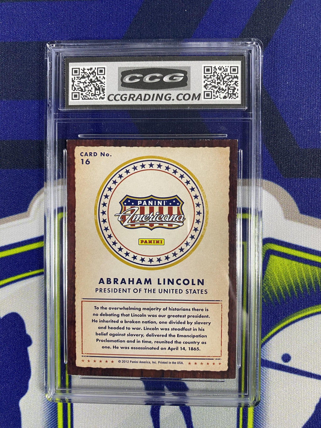 Abraham Lincoln 2012 Panini America 16 Heroes & Legends CCG 10 RC