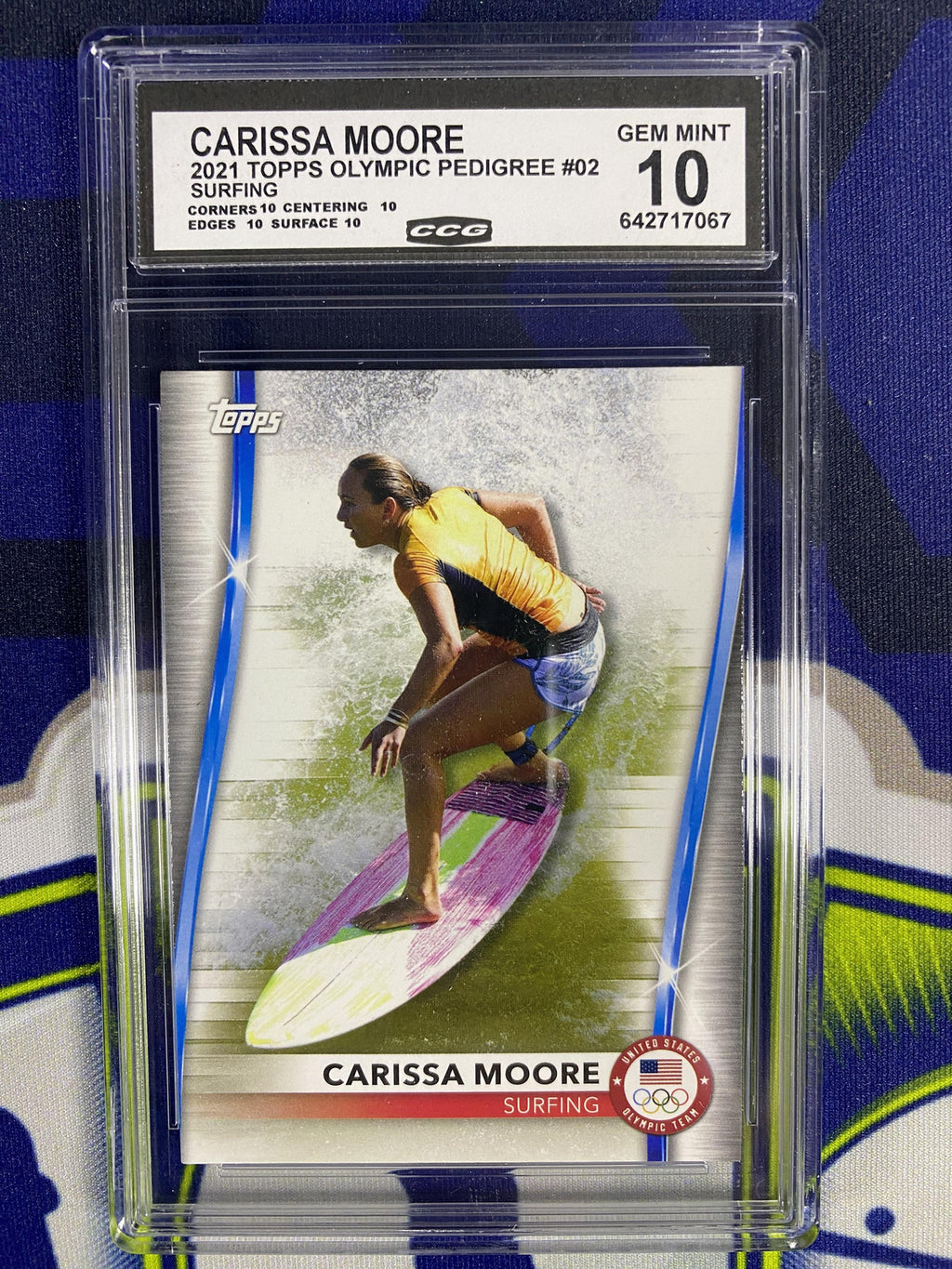 Carissa Moore 2021 Topps Olympic Pedigree 2 CCG 10 RC