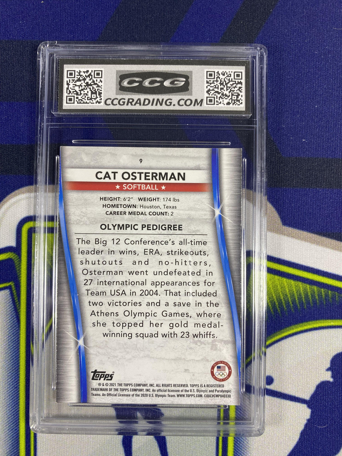 Cat Osterman 2021 Topps Olympic Pedigree 9 Softball CCG 10 RC