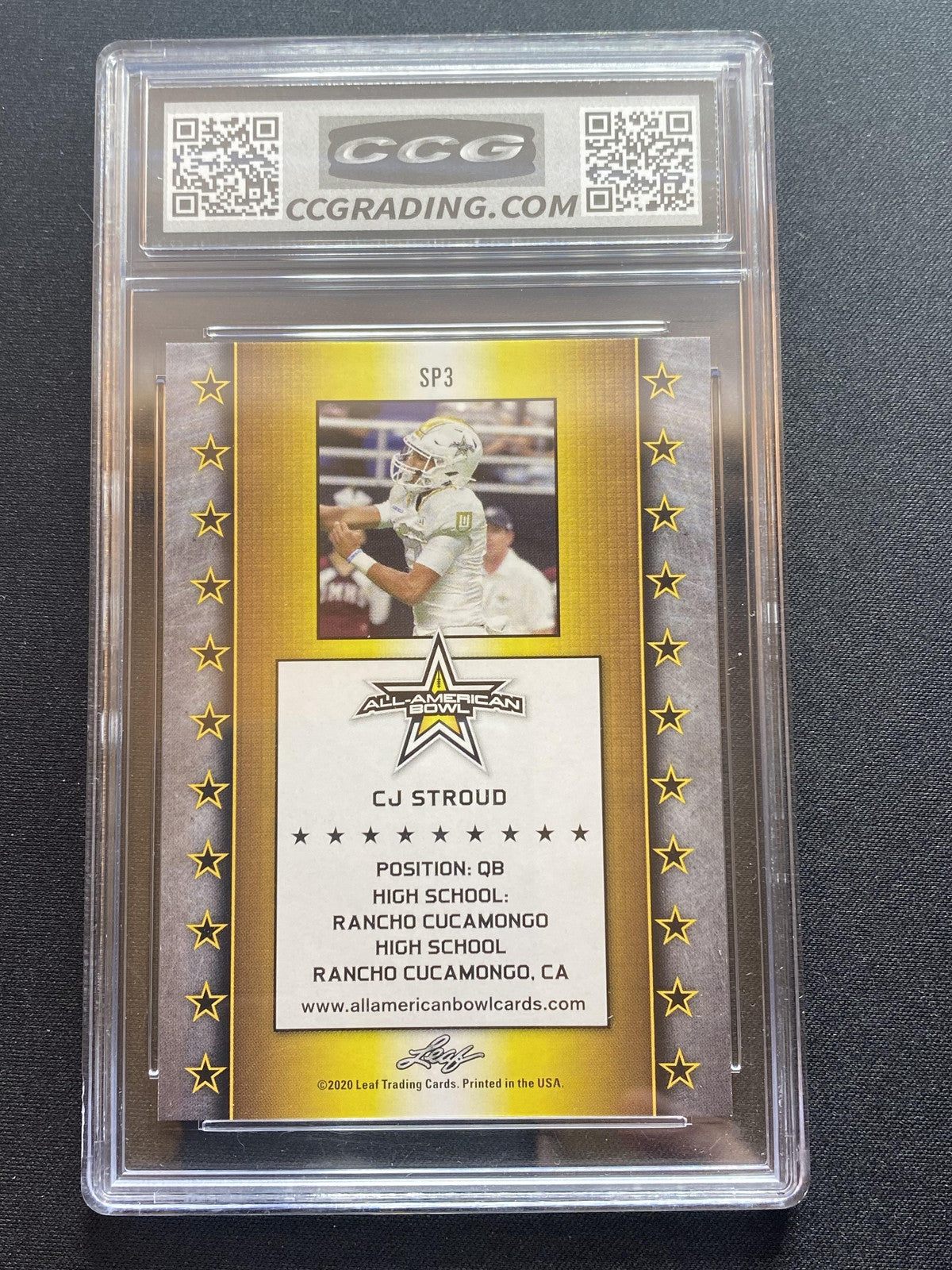 CJ Stroud 2020 Leaf Army All American Bowl SP3 CCG 10 RC