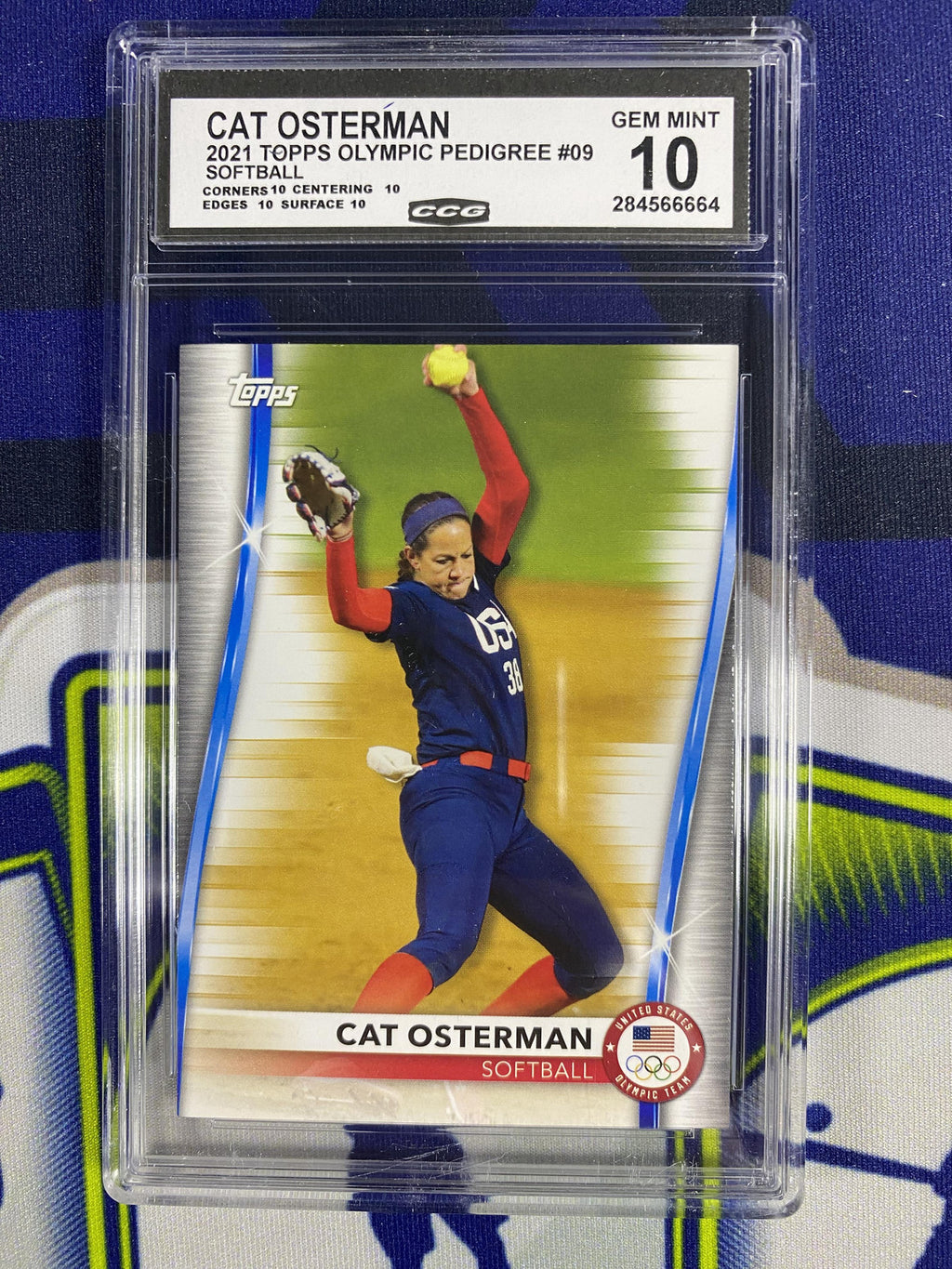 Cat Osterman 2021 Topps Olympic Pedigree 9 Softball CCG 10 RC