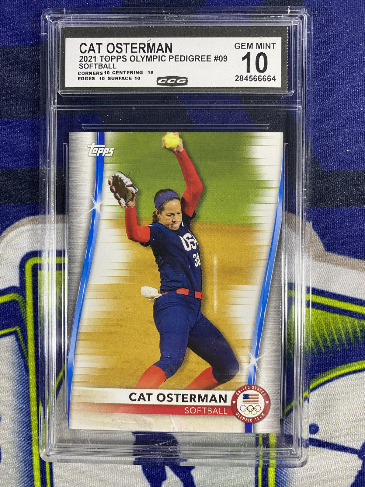 Cat Osterman 2021 Topps Olympic Pedigree 9 Softball CCG 10 RC