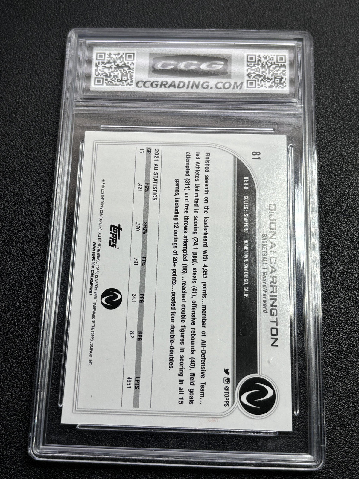 Dijonai Carrington 2022 Topps CCG 10